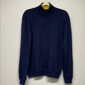 Boden Navy 1/4 Zip Sweater Size Large Classic Wool Pullover Business Office
